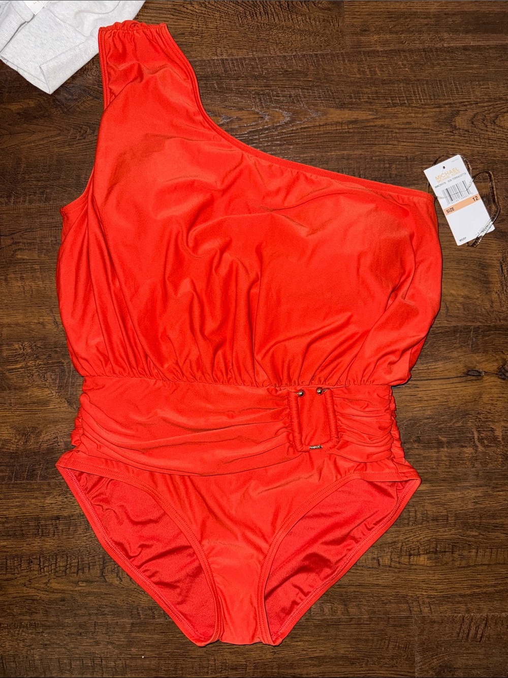Michael Kors One Shoulder Blouson One-Piece Swimsuit